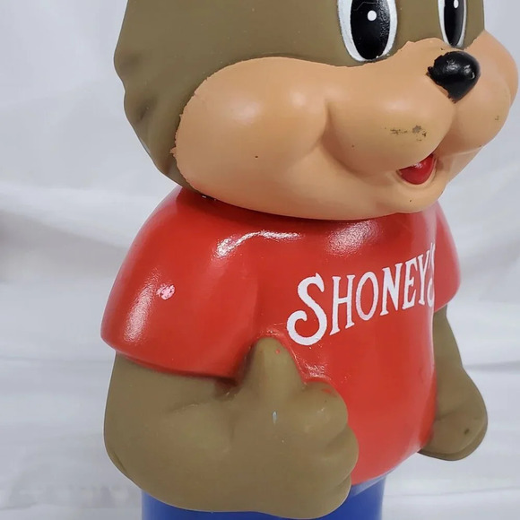 Shoneys Bear Coin Bank 1993 Vintage 8" Tall Remove Head To Access Coins - Picture 6 of 12
